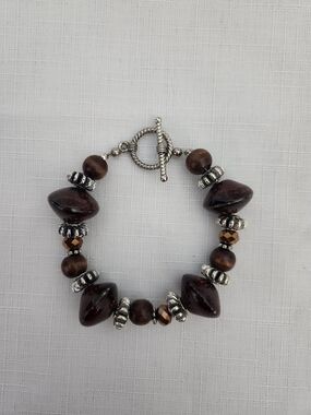 Handcrafted Brown Bead Toggle Bracelet